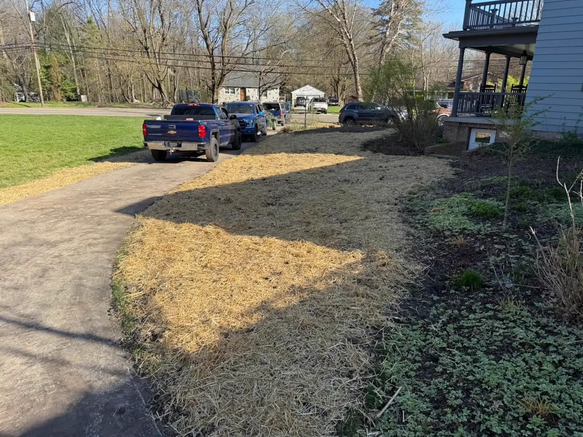 Decorative stone and mulch beds